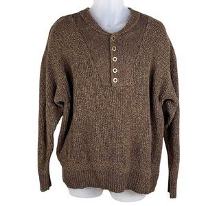 VTG Redhead Mens L Textured Henley Sweater Chocolate Heavyweight Chunky Timeless